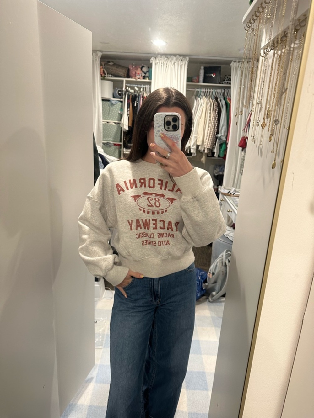 Abercrombie & Fitch Cream Graphic California Raceway Sweatshirt